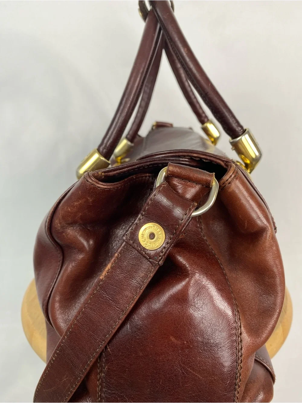Vintage Marino Orlandi Brown Leather Satchel Bag Made in Italy